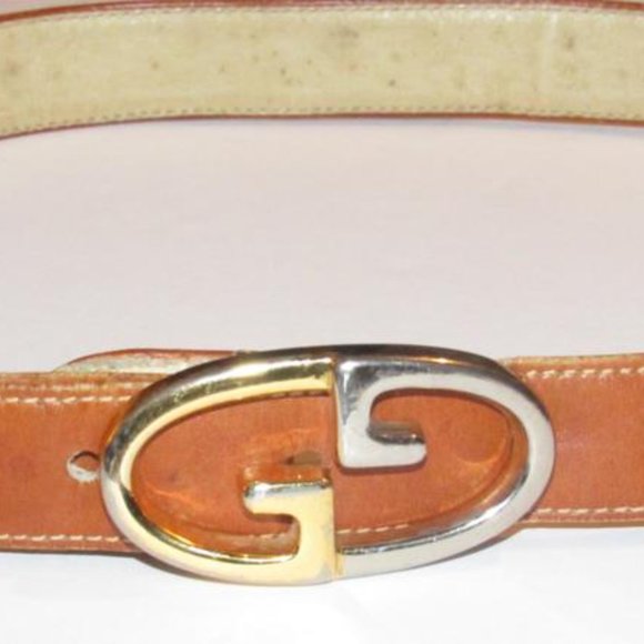 Gucci camel leather belt with large, two-tone GG logo buckle! - Picture 8 of 12